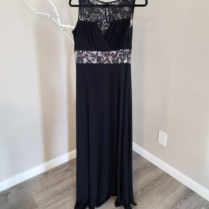 Black long cocktail dress.